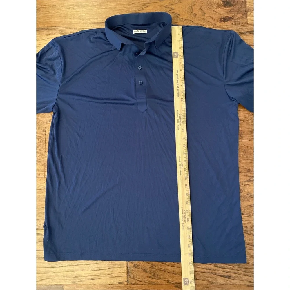Collars & Co Mens 2XL Dress Collar Polo Navy Blue Short Sleeve Performance Shirt - Picture 7 of 8